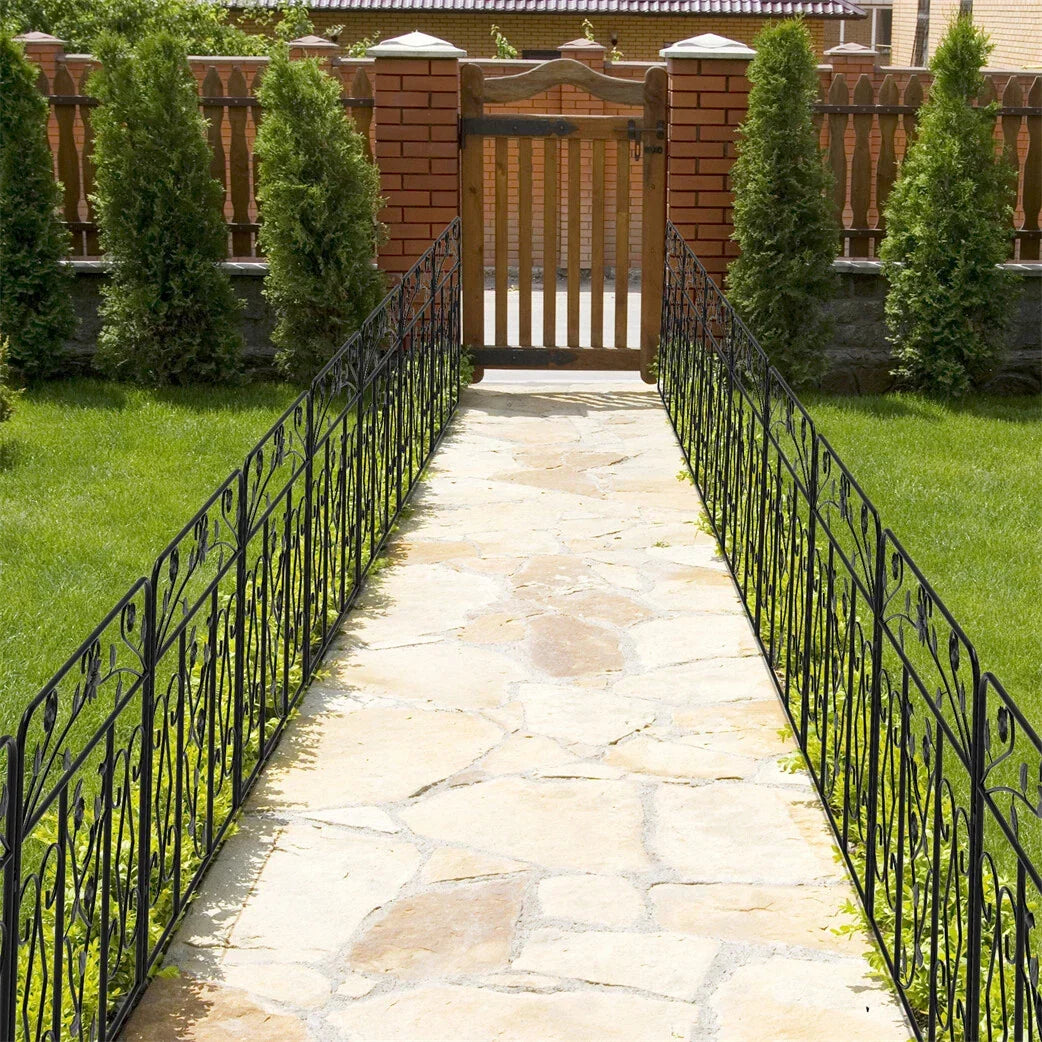 Garden Fence 5 Panels Metal Wrought Iron Railings Decorative Fencing — alternate product view 4