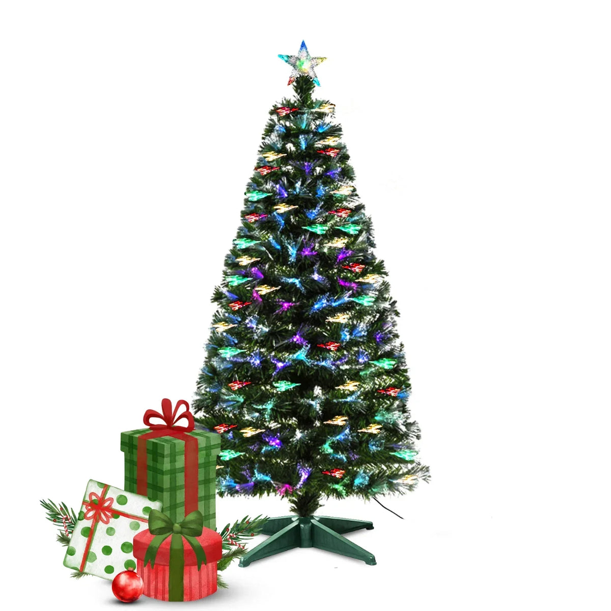Christmas Tree Fibre Optic Artificial Colour Changing Xmas decor 4FT 5FT — on a clean white background