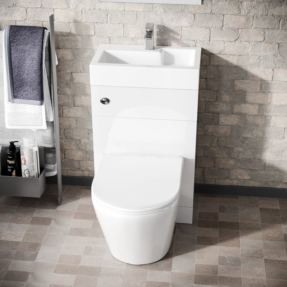 Debra 2 in 1 Compact Basin and BTW Rimless Toilet Combo Space Save Cloakroom — alternate product view 3