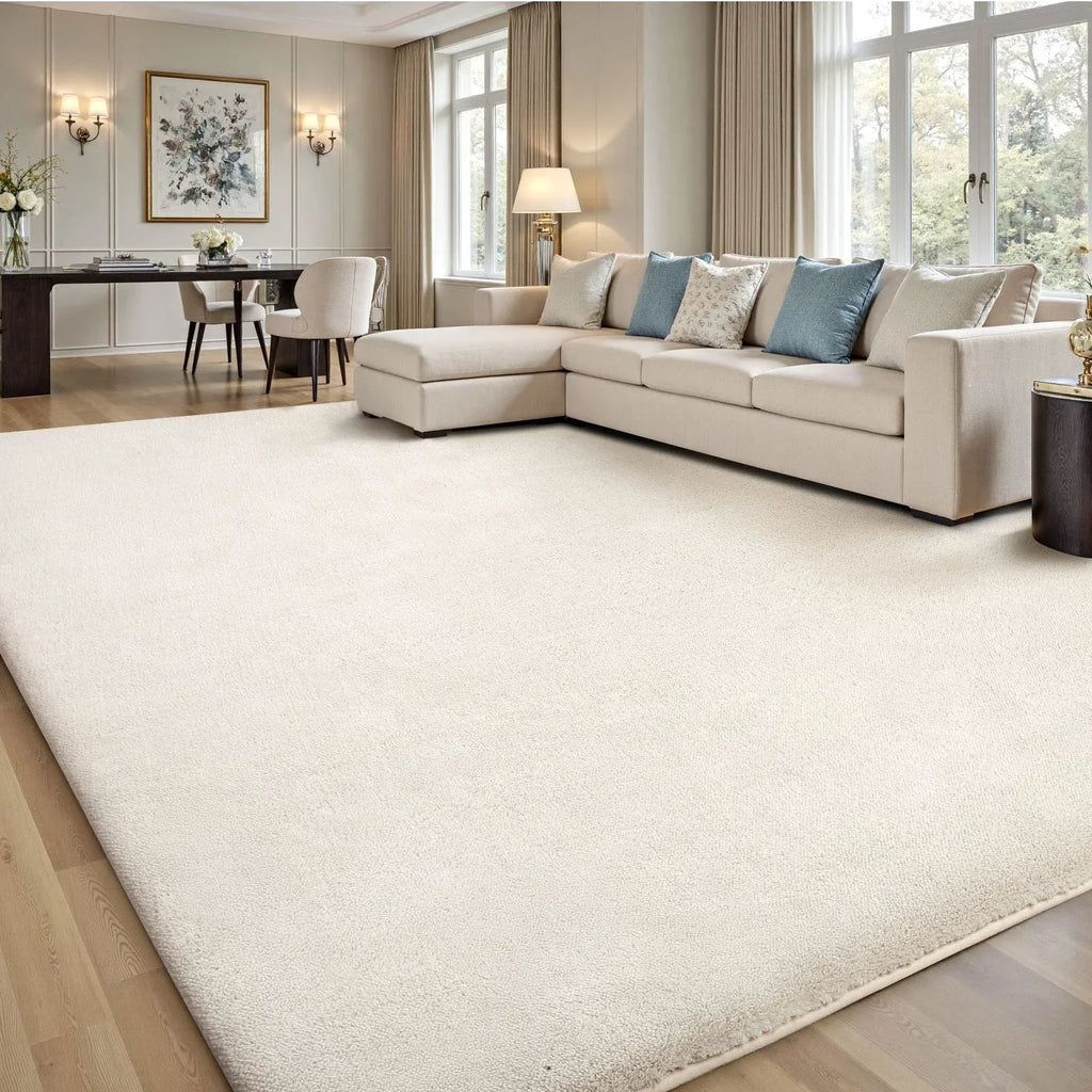 Cream Fluffy Anti-Slip Mat Living Room Bedroom Rug Carpet — main product view