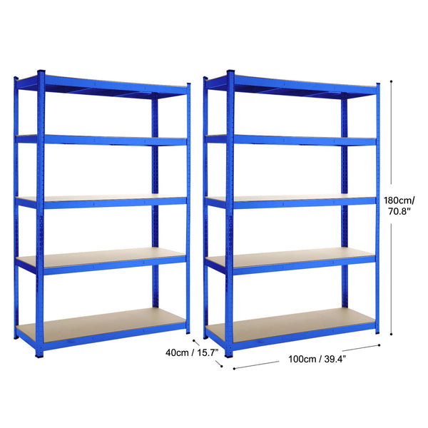 5 Tiers Shelving Units Warehouse Racking Shelf Steel Garage Unit 180x100x40CM — alternate product view 8