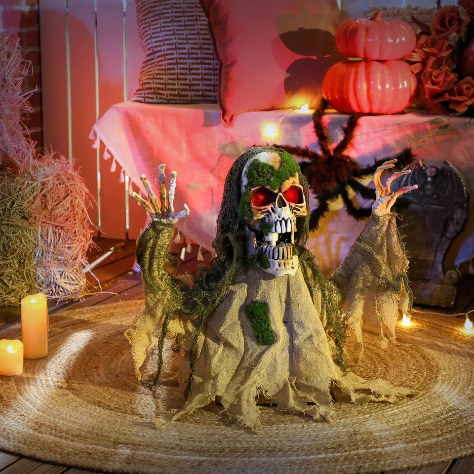 Halloween Animated Skeleton with Glowing LED Eyes, Scary Halloween — alternate product view 2