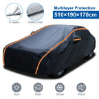 Waterproof 6 Layer Car Cover Heavy Duty Cotton Lined UV Protection — XXL - 510x190x170 cm — product view