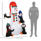 6ft Inflatable Christmas Decoration Snowman Three Penguins LED Lighted Outdoor — alternate product view 4