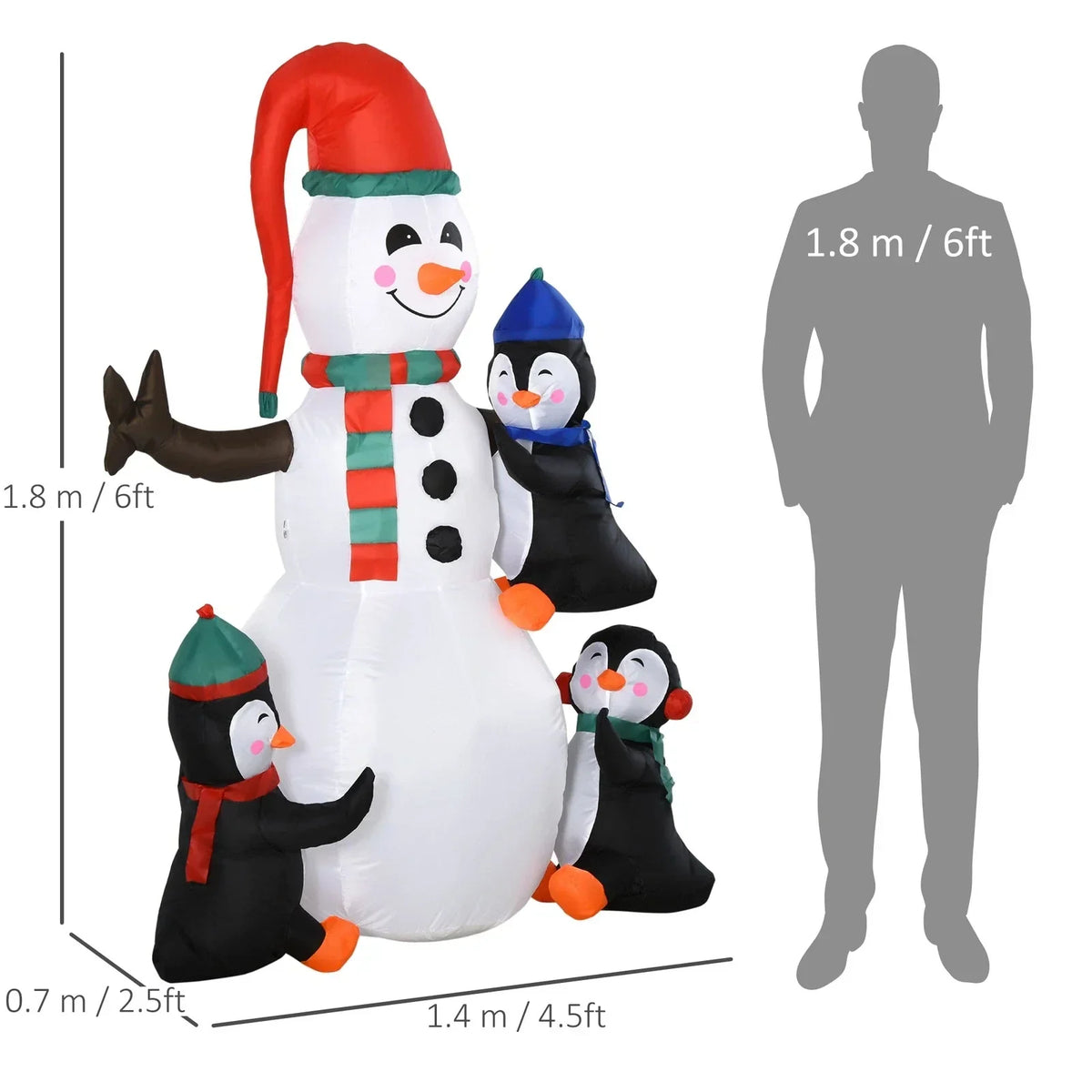 6ft Inflatable Christmas Decoration Snowman Three Penguins LED Lighted Outdoor — alternate product view 4