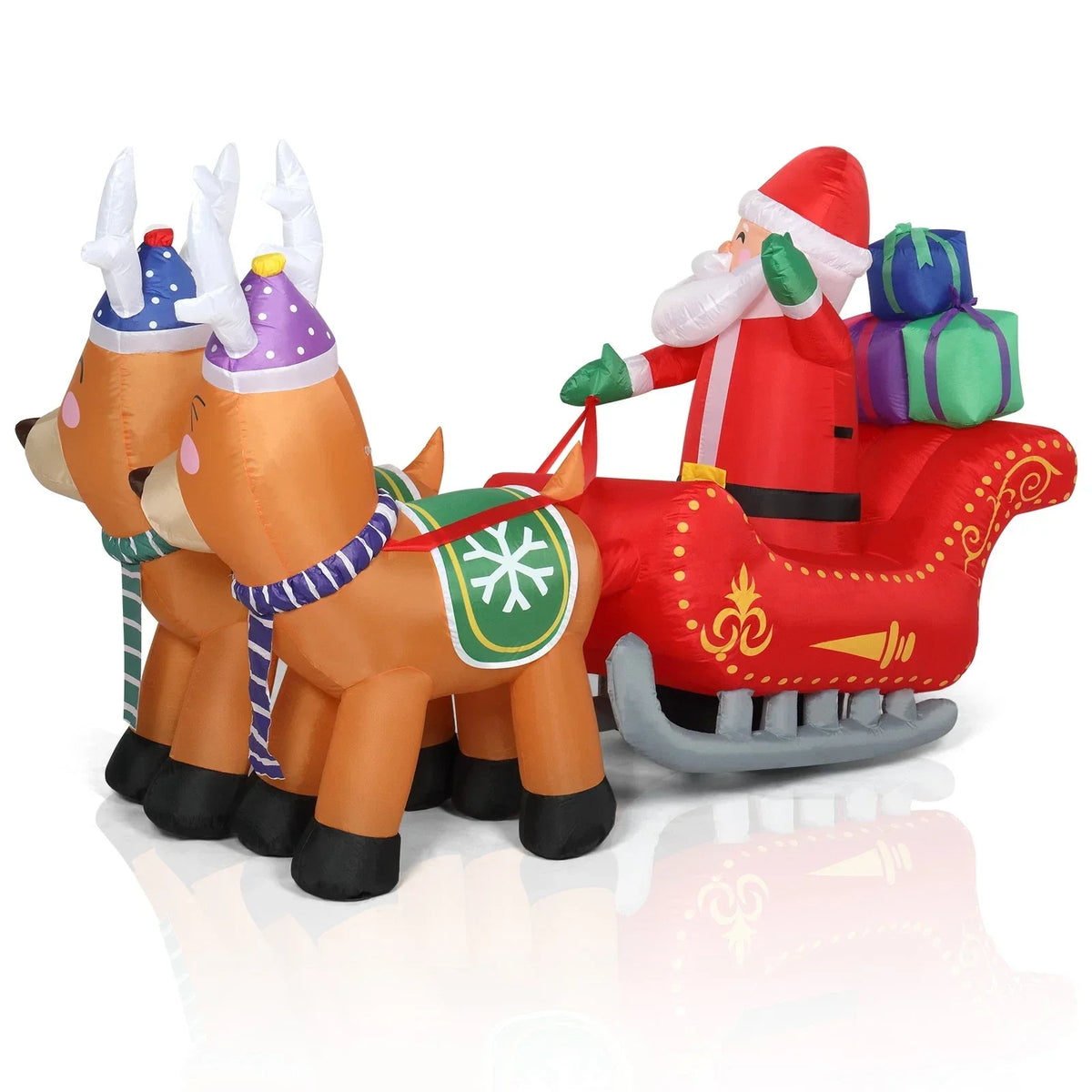 7FT Christmas Inflatable Santa Claus Sledge Sleigh Reindeer Blow Up Xmas Garden — alternate product view 4