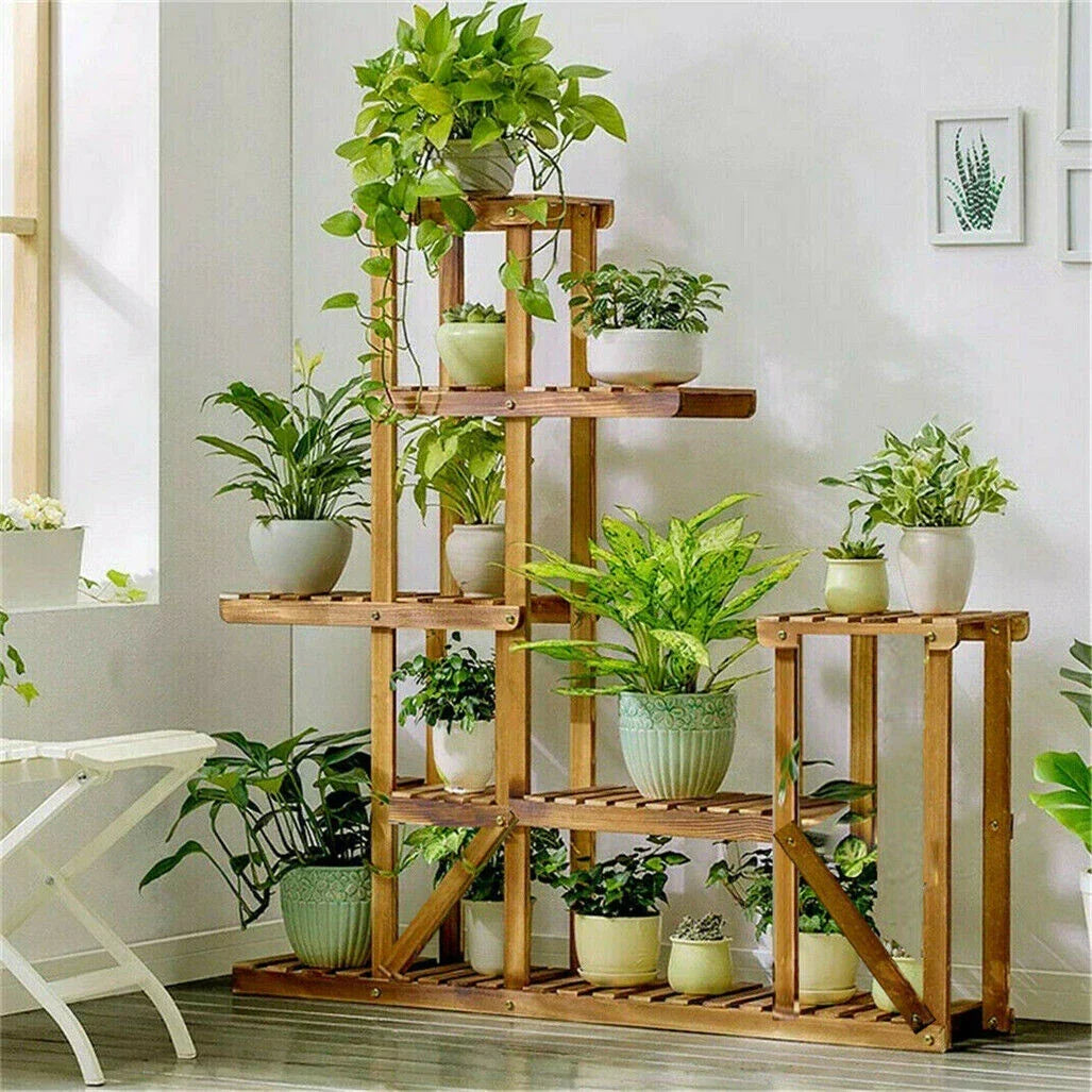 Wood Flower Display Plant Stand 5 Tier Corner Shelf Storage Rack Indoor Outdoor — alternate product view 2