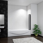 Matt Black 4 Fold Folding Bath Screen Shower Bathroom 4mm Glass Panel 900x1400 — alternate product view 4