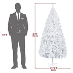 Large 6FT Christmas Tree Artificial Xmas Tree White With Stand Festive Decor — on a clean white background