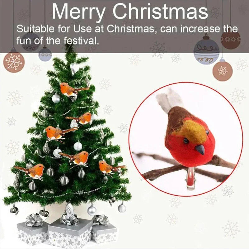 6/12x Clip On Christmas Robins Cute Festive Xmas Tree Bird Decoration Ornament — alternate product view 6