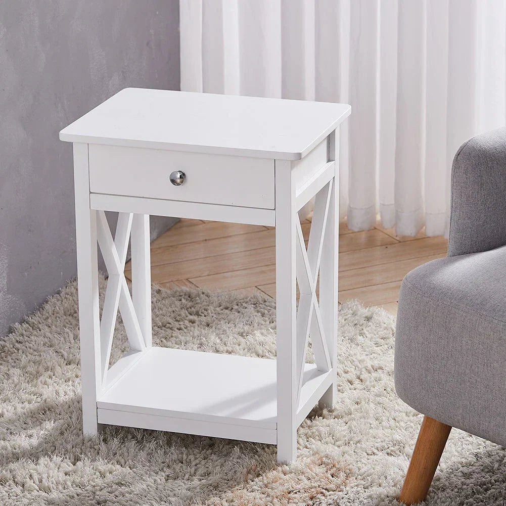 Bedside Table Cabinet Nightstand Small Side End Table Storage Drawer Organizer — alternate product view 2