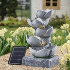 Water Feature Lotus Cascading Fountain With Solar LED Light Outdoor Garden Decor — alternate product view 9