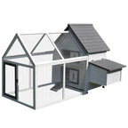 Wood Chicken Coop Pet Poultry Hen House Backyard with Nesting Box Ramp Run — on a clean white background
