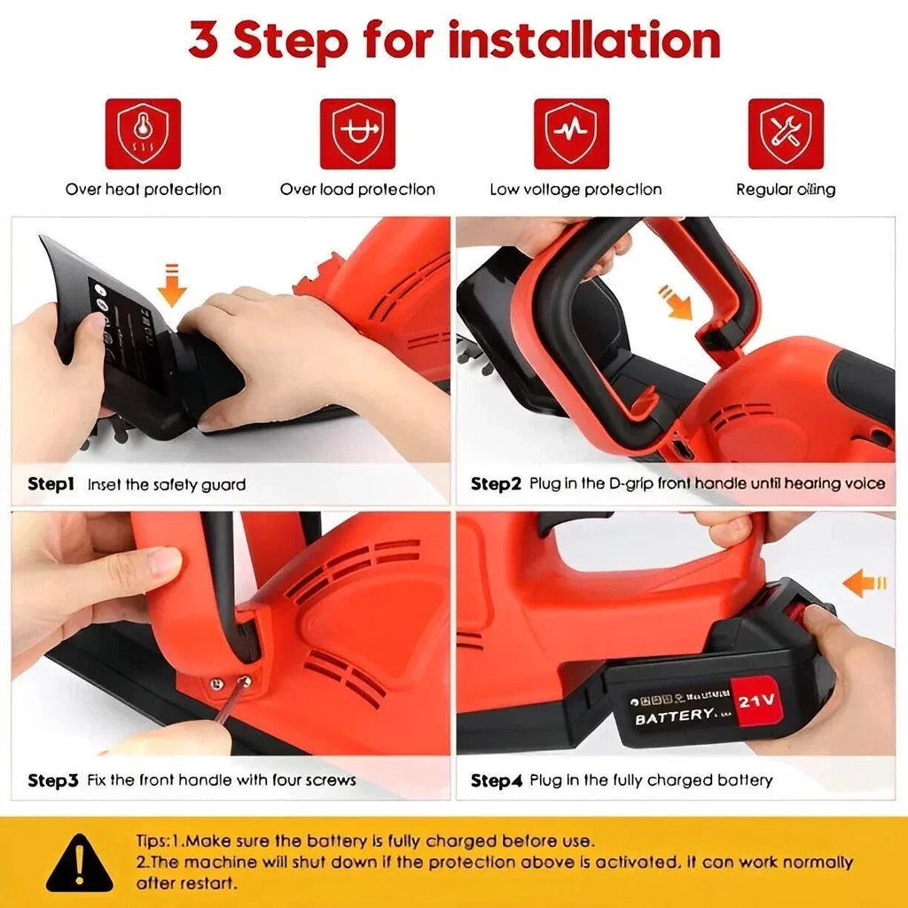 Brushless Cordless Hedge Trimmer Tree Branch Cutter Tool with 2Battery & Charger — alternate product view 9