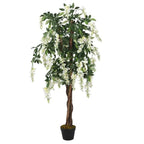 Artificial Wisteria Tree Artificial Plant 840 Leaves Green and White — on a clean white background