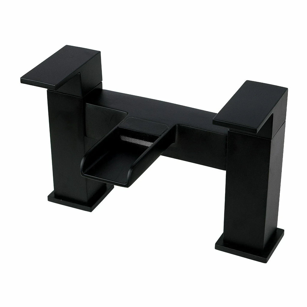 Bathroom Modern Waterfall Black Basin Sink Mono Square Mixer Tap Filler Waste — alternate product view 14