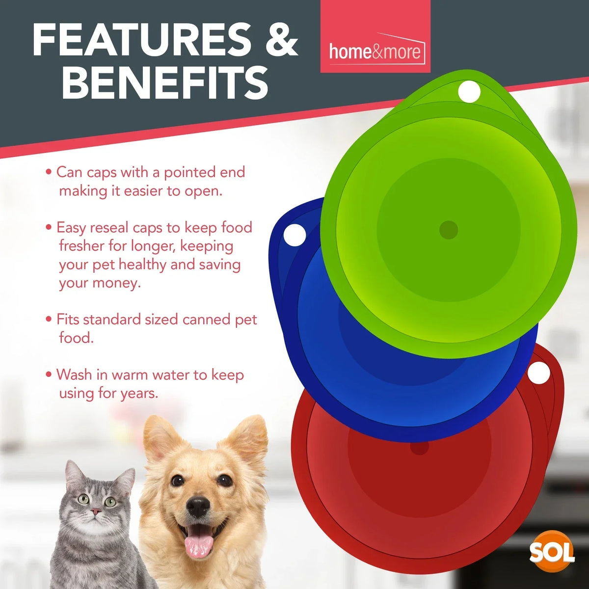 6 Plastic Can Lids Reusable Pet Food Caps Covers Dog Cat Tin Tops Fresh Storage — alternate product view 4