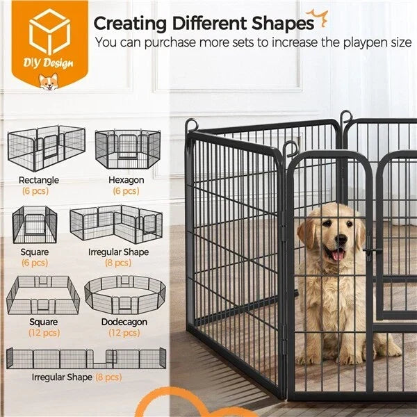 6 Panel Pet Playpen Heavy Duty Puppy Dog Pen Cat Rabbit Fence Foldable 60cm High — alternate product view 6