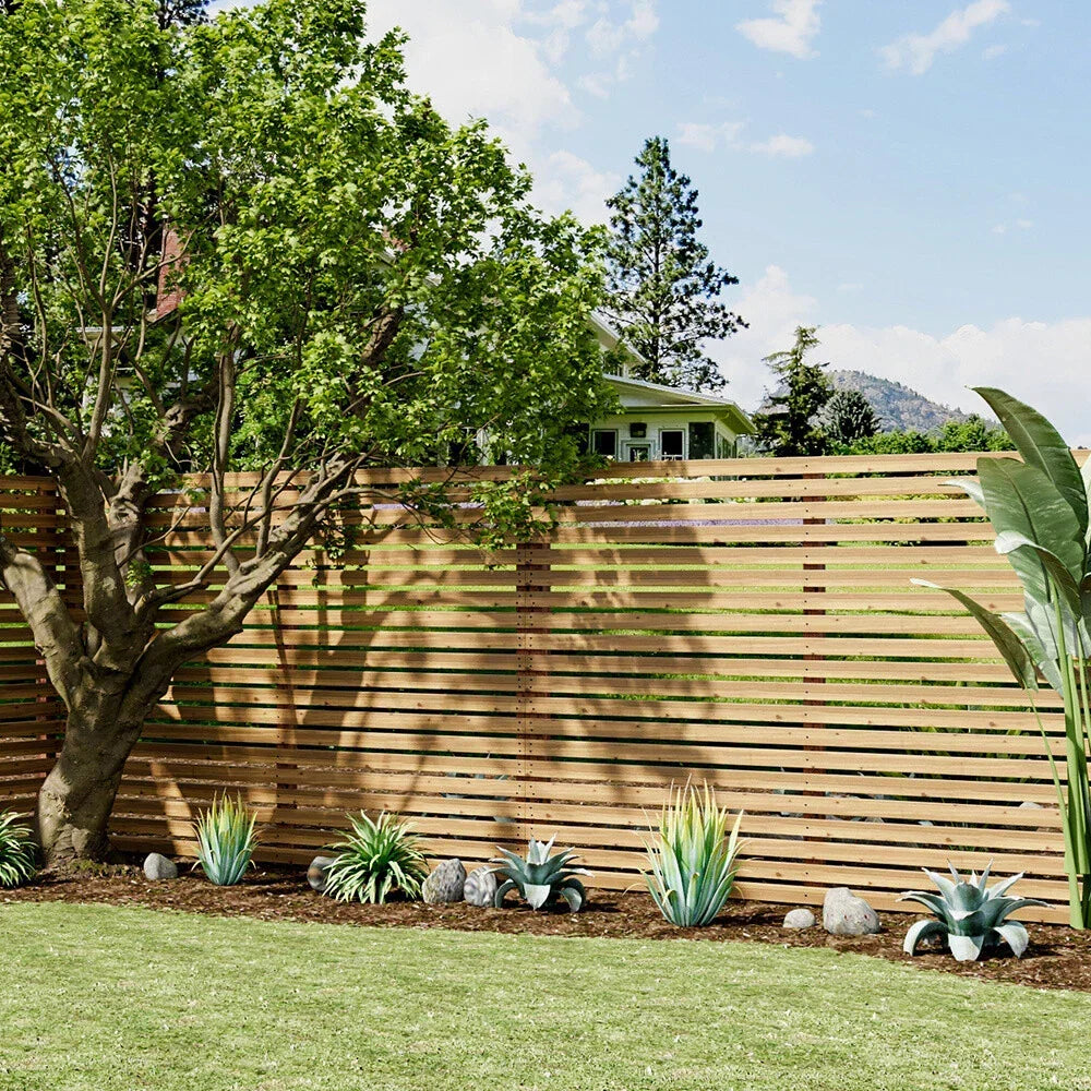 6ft Contemporary Slatted Rough Sawn Treated Fence Panel — alternate product view 4