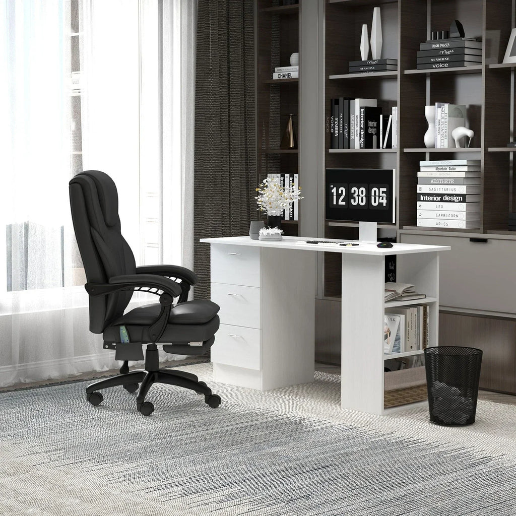 120cm Computer Desk PC Table Workstation w/ 3 Shelf & Drawers White — alternate product view 7