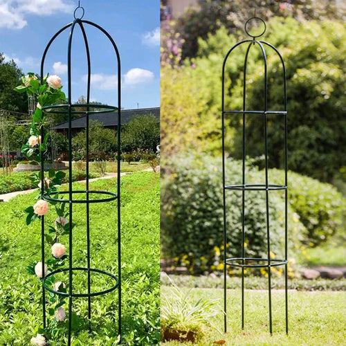 1.9m Garden Obelisk Black Metal Outdoor Trellis Climbing Plant Support Frame — alternate product view 2