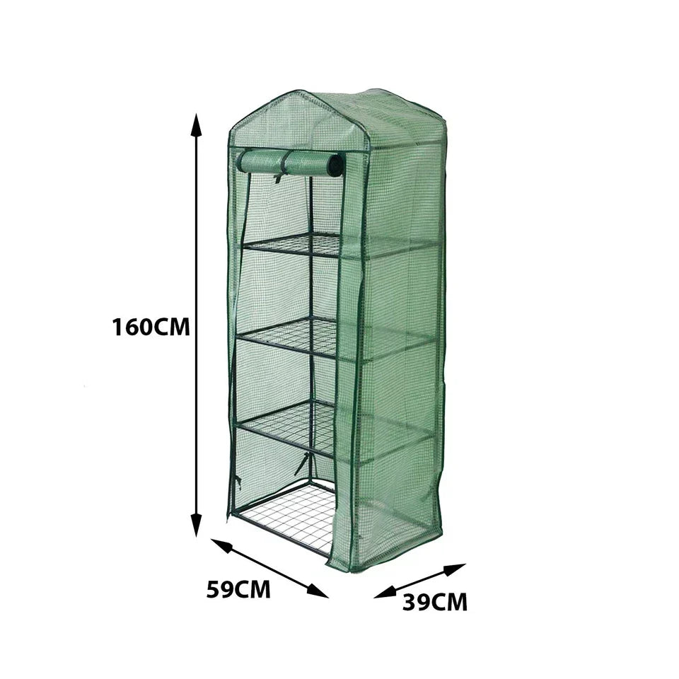 4 Tier Mini Greenhouse Outdoor Garden Plants Grow Green House with PVC Cover — on a clean white background