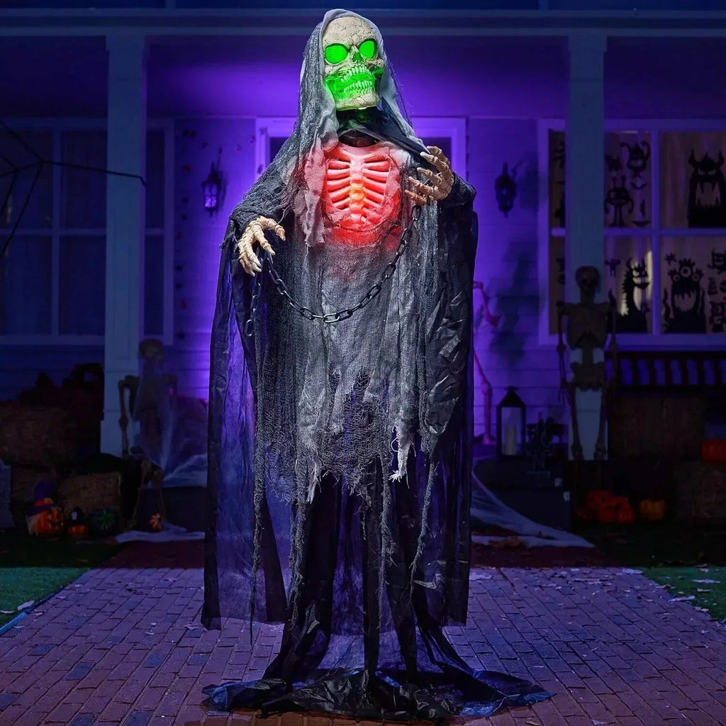 65" Halloween Animatronics Standing Grim Reaper Decoration with Breastbone, Life — alternate product view 6