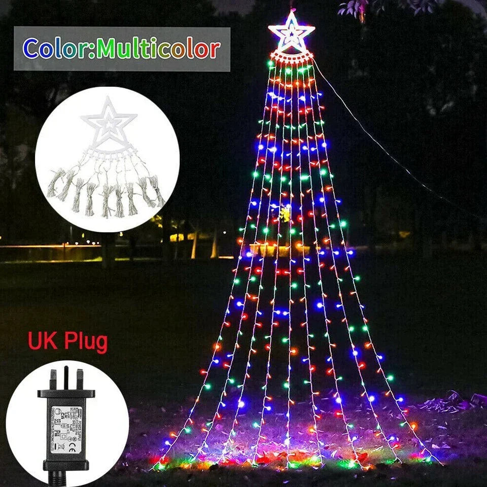 Christmas Tree Decorations Outdoor Star String Waterfall Lights 350LED Xmas Tree — alternate product view 4