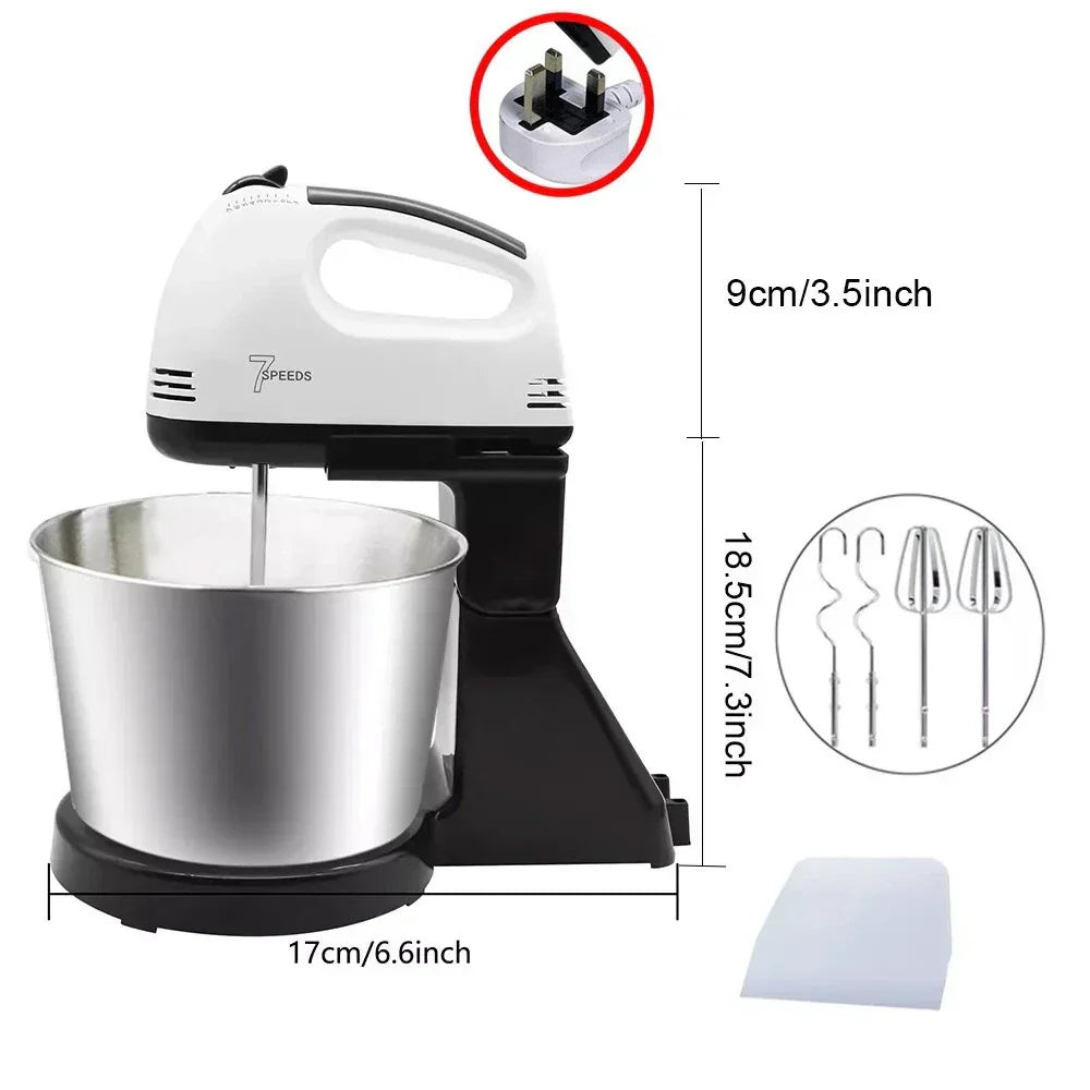 7 Speed + Cake Electric Stand Mixer Food Multi Mixing Bowl Blender Beater Dough — on a clean white background