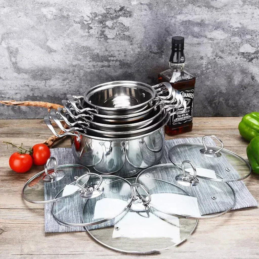 Stainless-Steel Cookware Set with Glass Lids — Silver — alternate product view 5