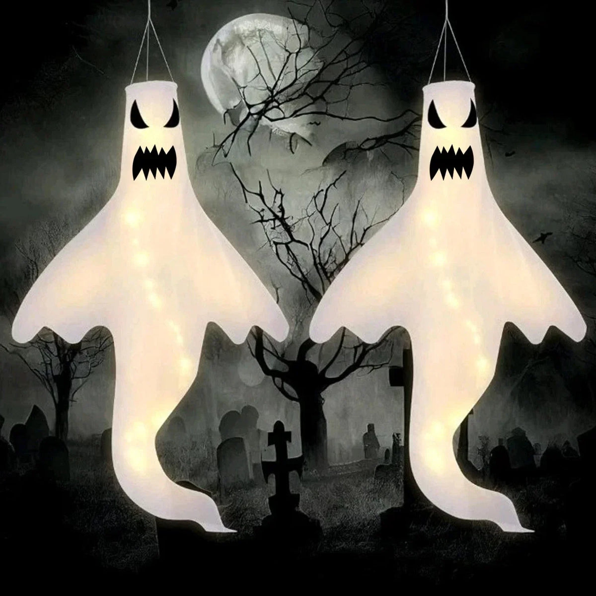 4X Halloween LED Light Ghost Outdoor Decors Garden Prop Party Hanging Decor — alternate product view 8