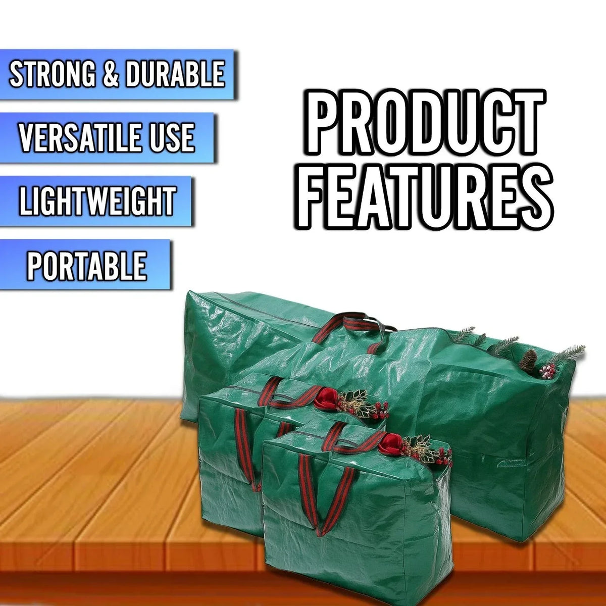 Set Of 3 Green Christmas Tree Storage Bag — alternate product view 3