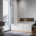 5 Folding Bath Shower Screen Black / Chrome Frame Wet Room Glass Panel 1200 x 1400mm — alternate product view 8