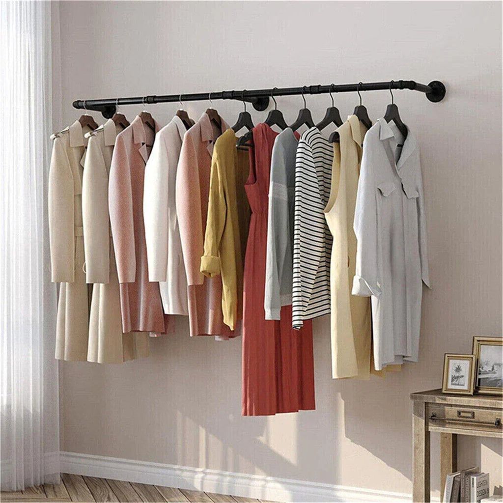 6ft Heavy Duty Clothes Rail Pipe Garment Rack Wall Mounted Hanging Clothing Pole — alternate product view 6