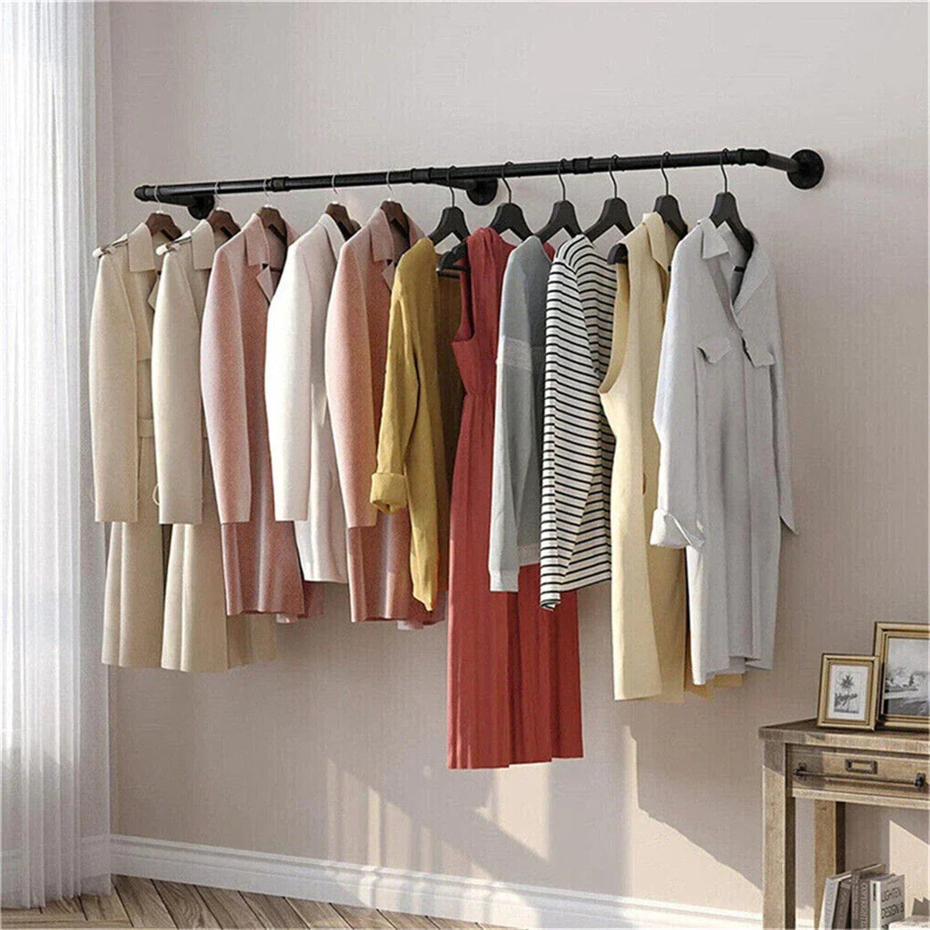 6ft Heavy Duty Clothes Rail Pipe Garment Rack Wall Mounted Hanging Clothing Pole — alternate product view 6