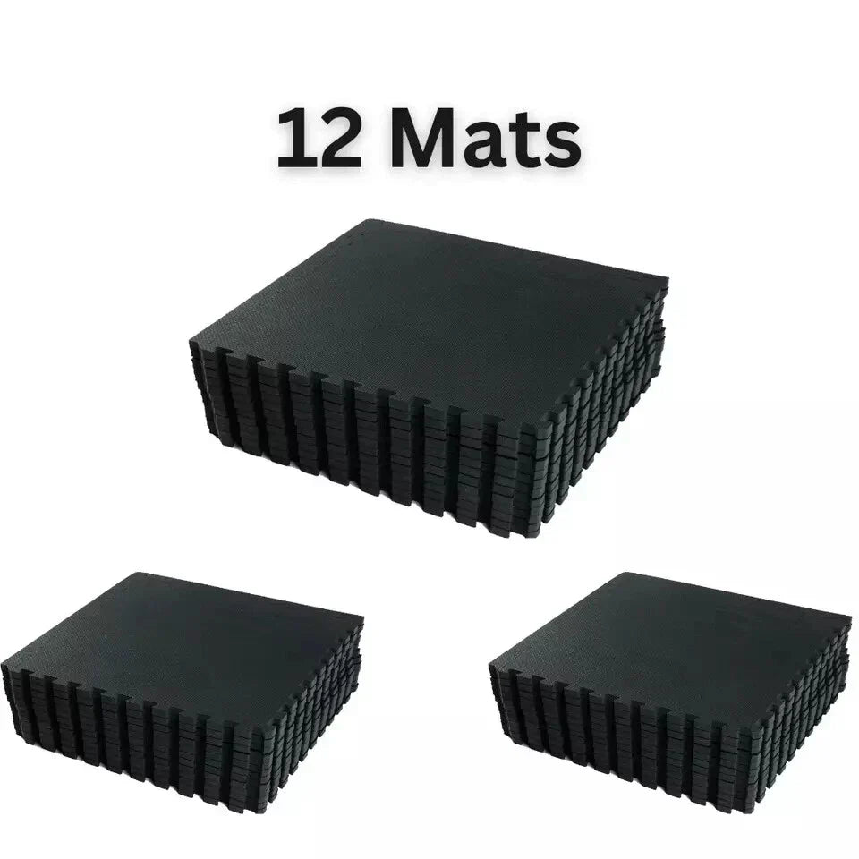 Yoga Tiles Mat Gym Thick Flooring Interlocking Floor Mats Soft Foam 60x60cm — 12 Mats ( 48sq.ft ) — product view