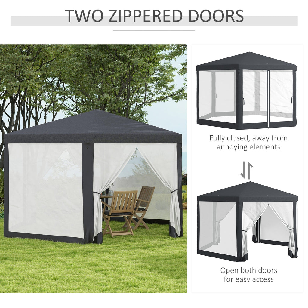 Dark Grey Hexagonal Metal Netting Gazebo Patio Out- door Canopy Party Marquee — alternate product view 5