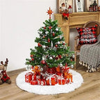 White Faux Fur Christmas Tree Skirt Base Xmas Floor Mat Ornaments Decoration UK — alternate product view 2
