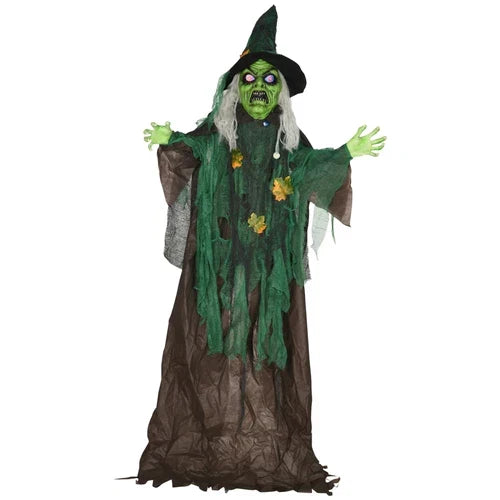 6ft Animated Halloween Witch Prop Outdoor Decoration with Glowing Eyes & Hear — alternate product view 3