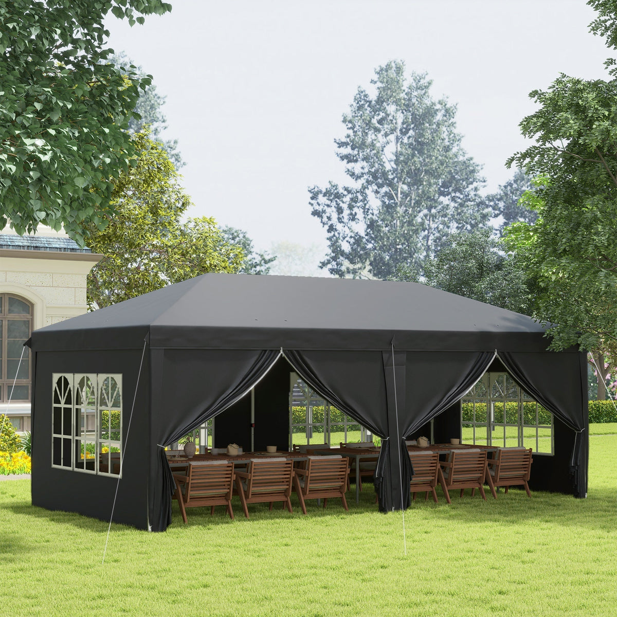 3x6m Popup Garden Heavy Duty Gazebo Marquee Party Tent Canopy with 6 Side Walls — alternate product view 3
