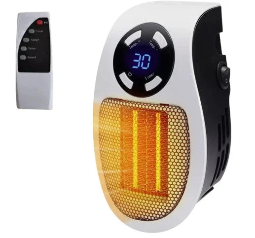 500W Mini Ceramic Wall Heater Room Radiator Warmer with Remote — on a clean white background