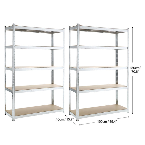 5 Tiers Shelving Units Warehouse Racking Shelf Steel Garage Unit 180x100x40CM — alternate product view 5