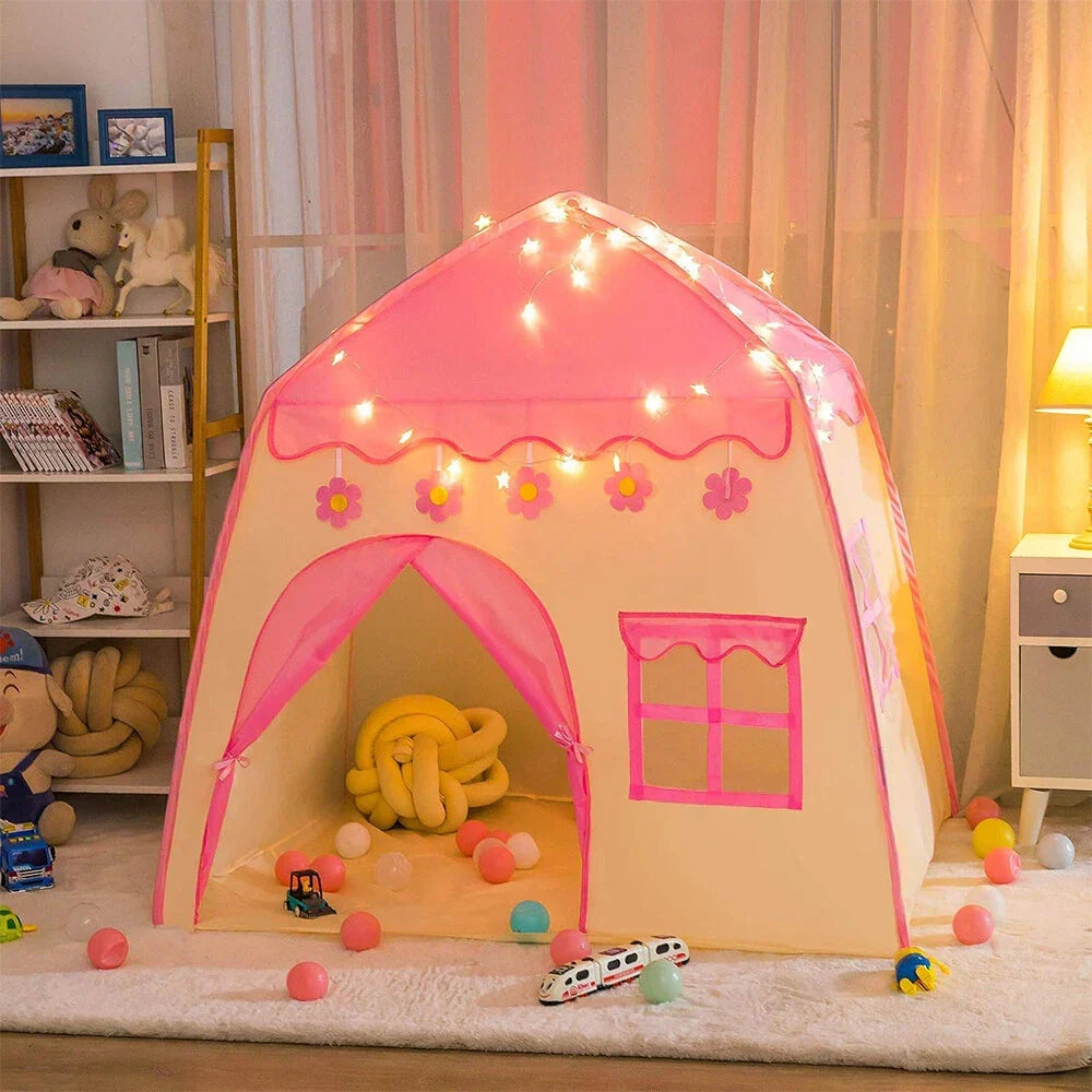 Kid Tent with Lights - Kids Play Tents Tents Pink Girls Toy House Gift — alternate product view 2