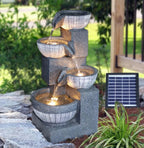 Solar Garden Water Feature Fountain Deco- ration 4 Tier Bowl LED Outdoor Indoor — alternate product view 2
