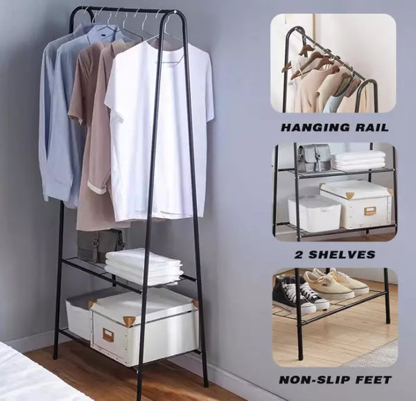 Metal Clothes Rail Hanging Rack Garment Display Stand Storage Shelf — alternate product view 2