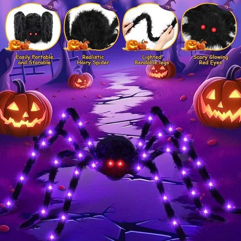 Halloween Prop Spider Decoration 150CM 8 Mode Light Up Giant Spider, Realistic — alternate product view 6