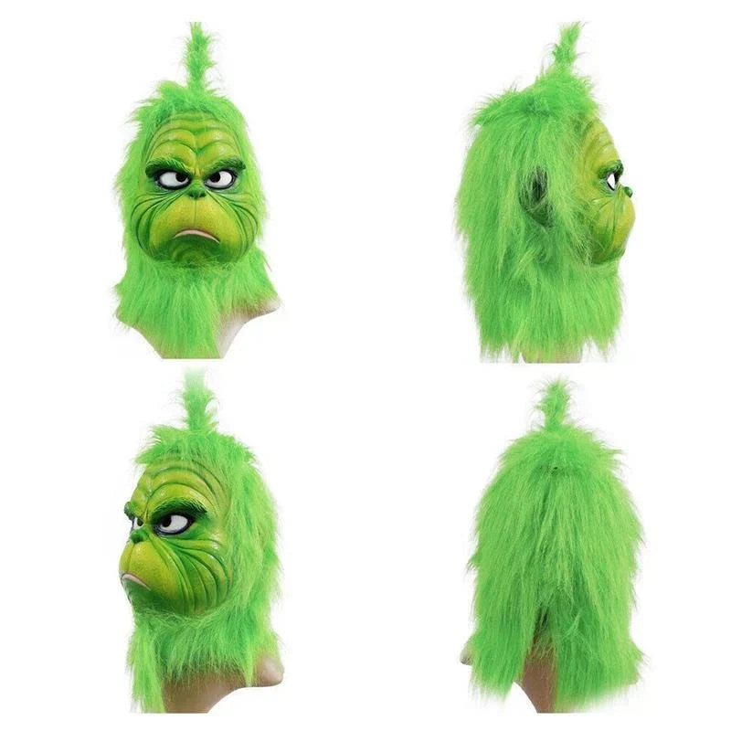 The Grinch Latex Mask Adults Costume Cosplay Christmas Fancy Dress Outfits — on a clean white background