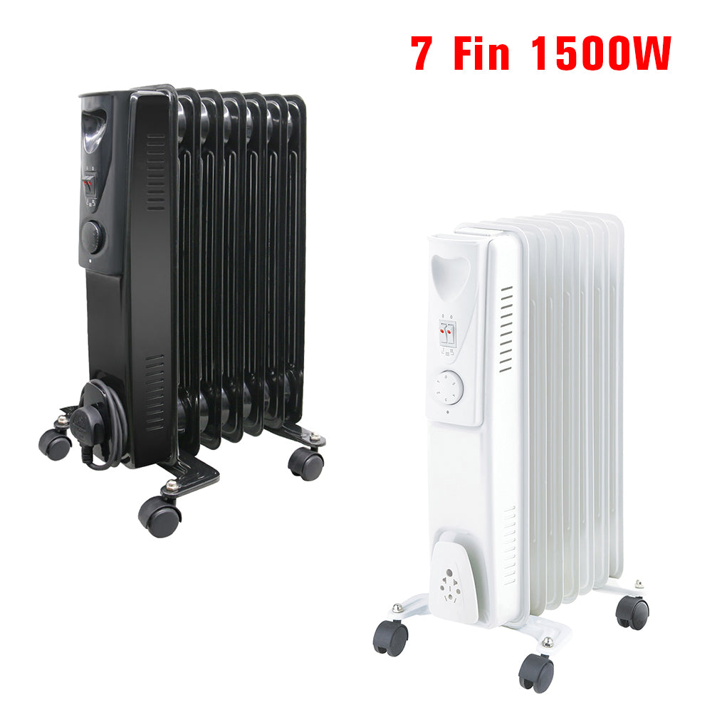 Oil Filled Radiator Portable Electric Heater Thermostat 6 7 9 11 Fin White Black — alternate product view 8