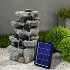 Solar Powered Cascading Stones Fountain LED Water Feature Garden Statues Pump — alternate product view 4