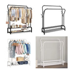 Double-Rail Clothes Rack with Shoe Shelf — Black or White — alternate product view 5